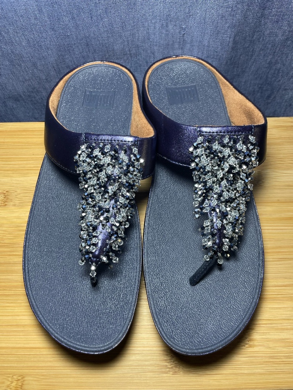 FitFlop Rumba Beaded Flip Flops Sandals Shoes Black 10 Pretty Beaded Flip Flops